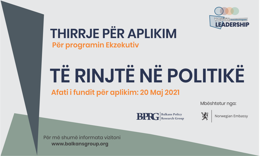 Ftesë për aplikim në programin ekzekutiv “Të Rinjtë në Politikë” 2021